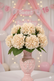 18" Pink Blush Hydrangea Stem with 7" Bloom – Artificial Silk Flower for Wedding, Home & Event Decoration