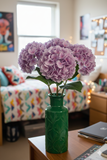 17.75" Artificial Hydrangea Stem with 8" Lavender Bloom – Lifelike Faux Flower for Home Décor, Bouquets, and Floral Arrangements