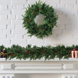 Christmas Wreath (24") and 9' x 12" Real Touch Garland and Bundle Wreaths ArtificialFlowers   