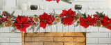 Christmas Garland 5' Artificial W Poinsettias, Berries Pine Gold Cones and Foliage Christmas Garland ArtificialFlowers   