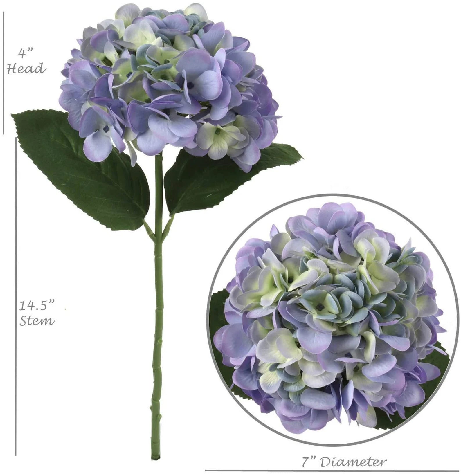 Blue Silk Hydrangea Flowers - 18"  (3 Pieces) Hydrangea Flowers ArtificialFlowers   