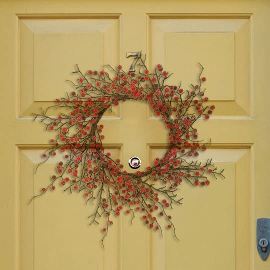 Holiday Decorative 22" Large Red Berry Wreath Red Berry Wreath ArtificialFlowers   