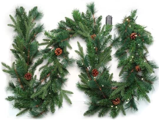 Christmas Wreath (24") and 9' x 12" Real Touch Garland and Bundle Wreaths ArtificialFlowers   