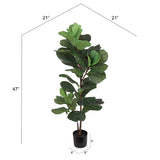 Silk Fiddle Leaf Ficus Tree 47" 35 Leaves House Plant in Black Pot House Plant ArtificialFlowers   