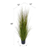 Cattail Grass Bush Artificial in Black Pot 5' Silk Fake Grass Grass Bush ArtificialFlowers   