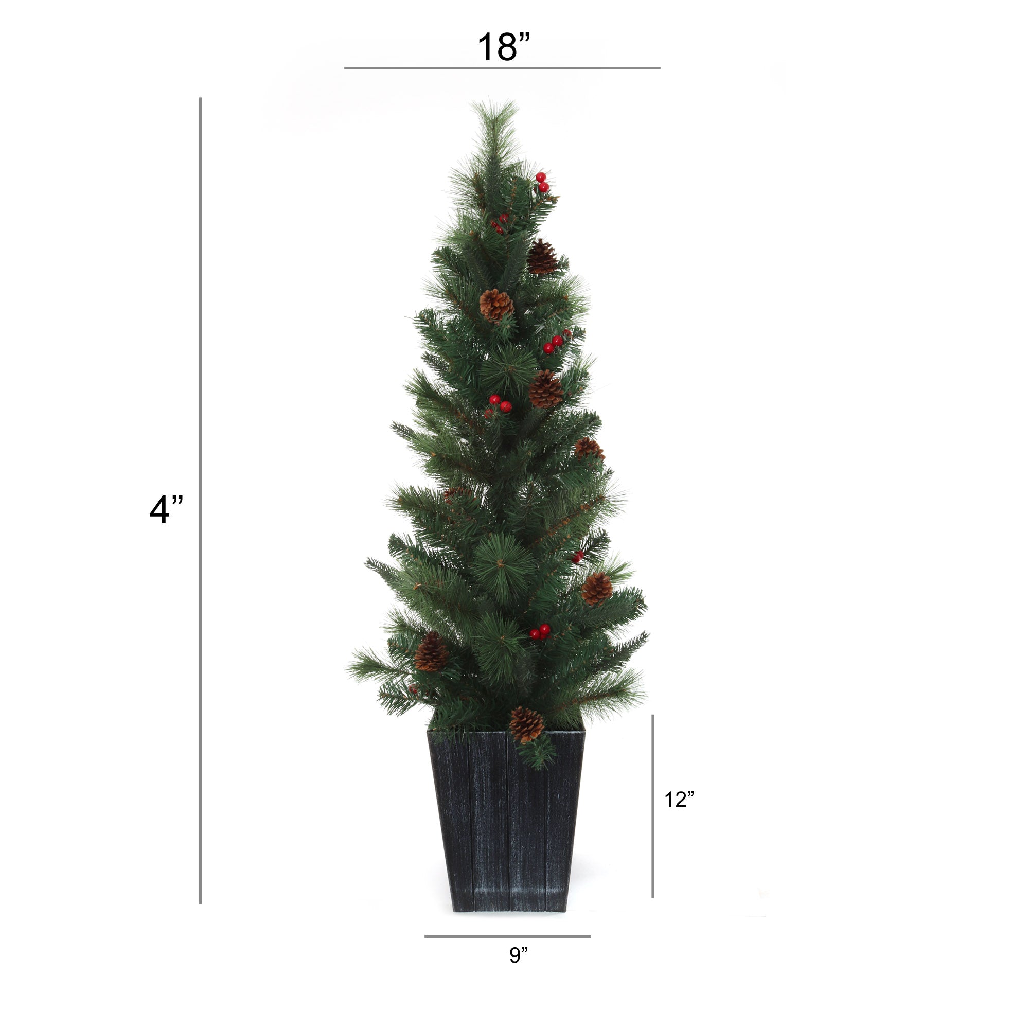Pine Tree with Cones and Berries, 130 Tips, 4 Feet Tall, 12 Inch Pot, Perfect for Home or Office Decor, Artificial Tree Pine Cone Pick ArtificialFlowers   