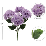 Artificial Lavender Hydrangea Bush Realistic Faux Flowers for Home Decor 21 Inch with 5 Heads Indoor Plant Beautiful Floral Arrangements Hydrangea Bush ArtificialFlowers   