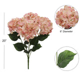 Artificial Pink Hydrangea Bush Realistic Faux Flowers for Home Decor 21 Inch with 5 Heads Indoor Plant Beautiful Floral Arrangements Hydrangea Bush ArtificialFlowers   