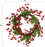 16" Holiday Christmas Wreath Wreaths ArtificialFlowers   