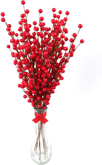 19" Waterproof Red Berry Stems 12 Branches  ArtificialFlowers   