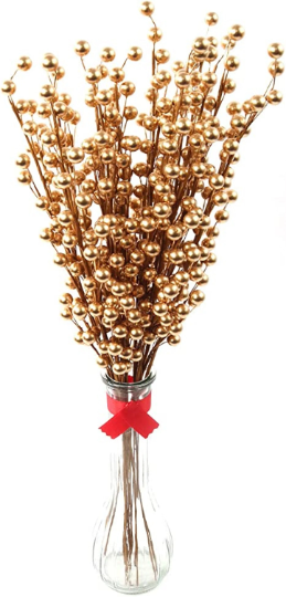 12 Waterproof Gold Berry Stems, 19" home decorations ArtificialFlowers   