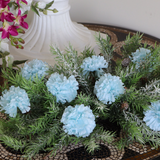 Blue Bliss Carnation Burst - 100 Pack of 7" Silk Carnation Picks with 3.5" Flower Heads Carnation Artificial Flower ArtificialFlowers   