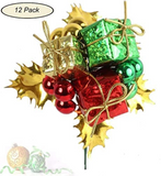 12-Pack Multi-Color Gold Leaf Ball Pick Holiday Decorations ArtificialFlowers   