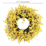 Artificial  Forsythia Wreath on Grapevine Ring-16" Forsythia Wreath ArtificialFlowers   
