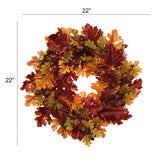 Artificial  Fall Oak Leaf Wreath for Front Door-22" Wreaths ArtificialFlowers   