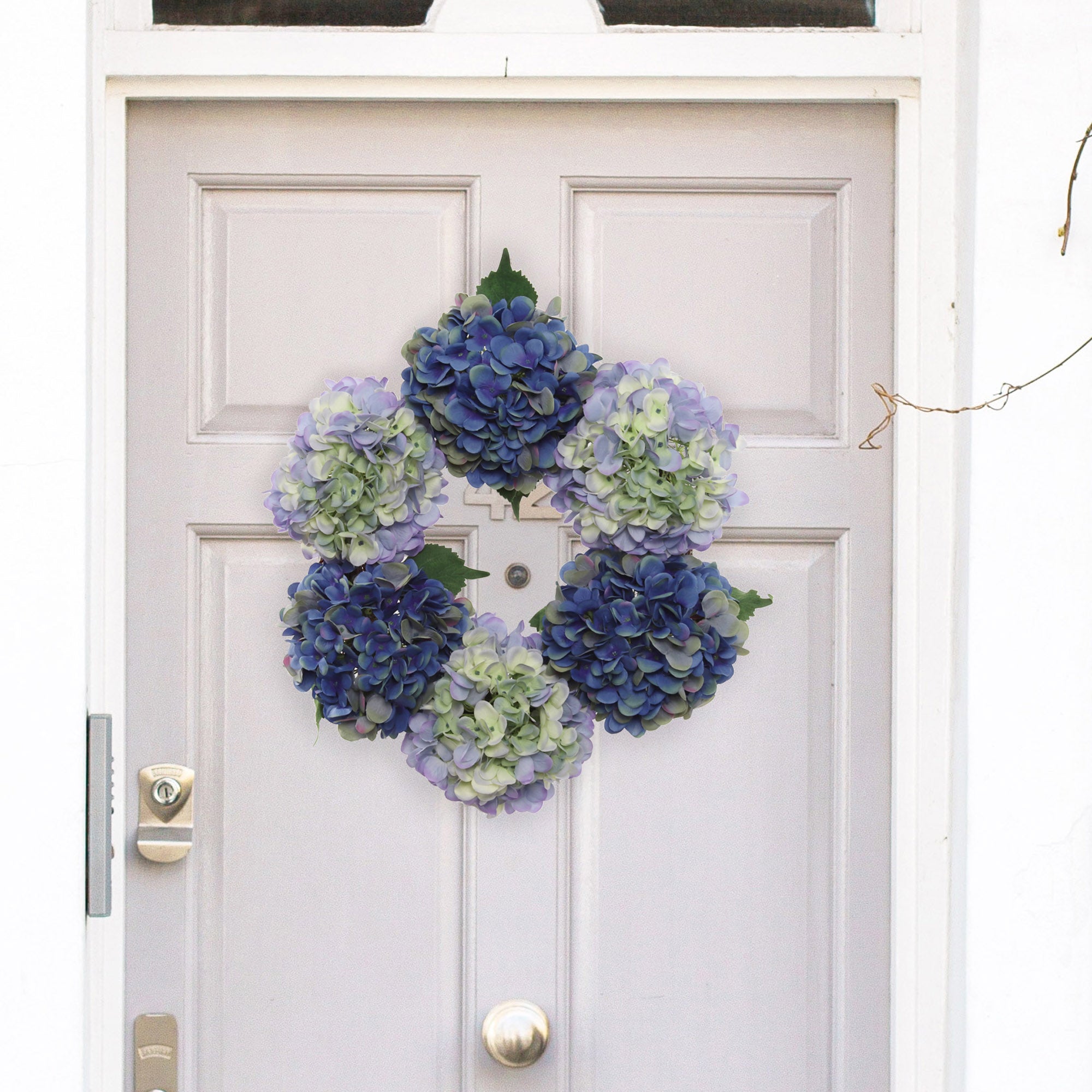 Artificial 18" Magenta & Blue Hydrangea Wreath - Handcrafted, UV Resistant, All-Season, Indoor/Outdoor Decor, Perfect for Home, Wedding, Event Hydrangea Wreath ArtificialFlowers   