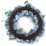 Artificial 24" Blue Hydrangea Wreath - Handcrafted, UV Resistant, All-Season, Indoor/Outdoor Decor, Perfect for Home, Wedding, Event Hydrangea Wreath ArtificialFlowers   