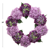 Artificial 24" Magenta & Pink Hydrangea Wreath - Handcrafted, UV Resistant, All-Season, Indoor/Outdoor Decor, Perfect for Home, Wedding, Event Hydrangea Wreath ArtificialFlowers   