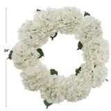 Artificial 24" White Hydrangea Wreath - Handcrafted, UV Resistant, All-Season, Indoor/Outdoor Decor, Perfect for Home, Wedding, Event Hydrangea Wreath ArtificialFlowers   