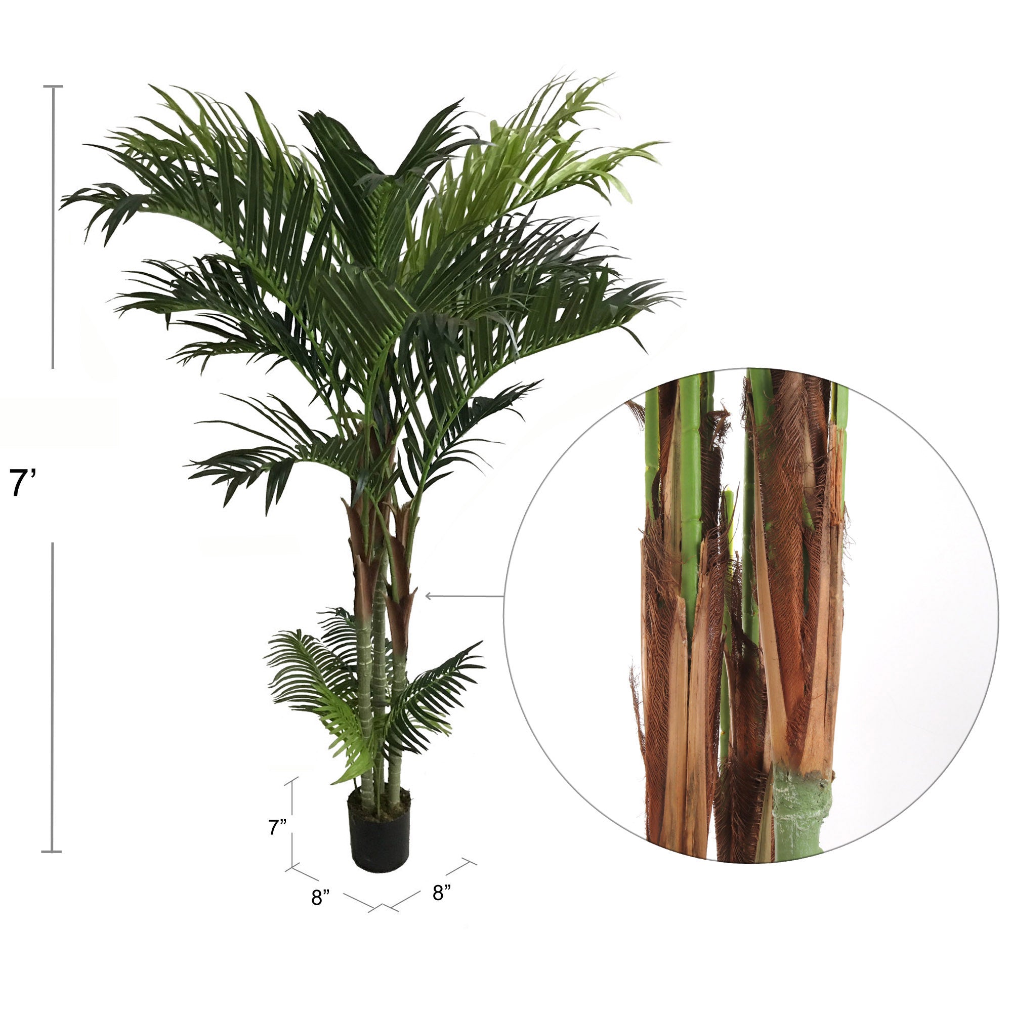 Artificial Silk Areca Palm Tree House Plant in Black Pot 7' House Plant ArtificialFlowers   