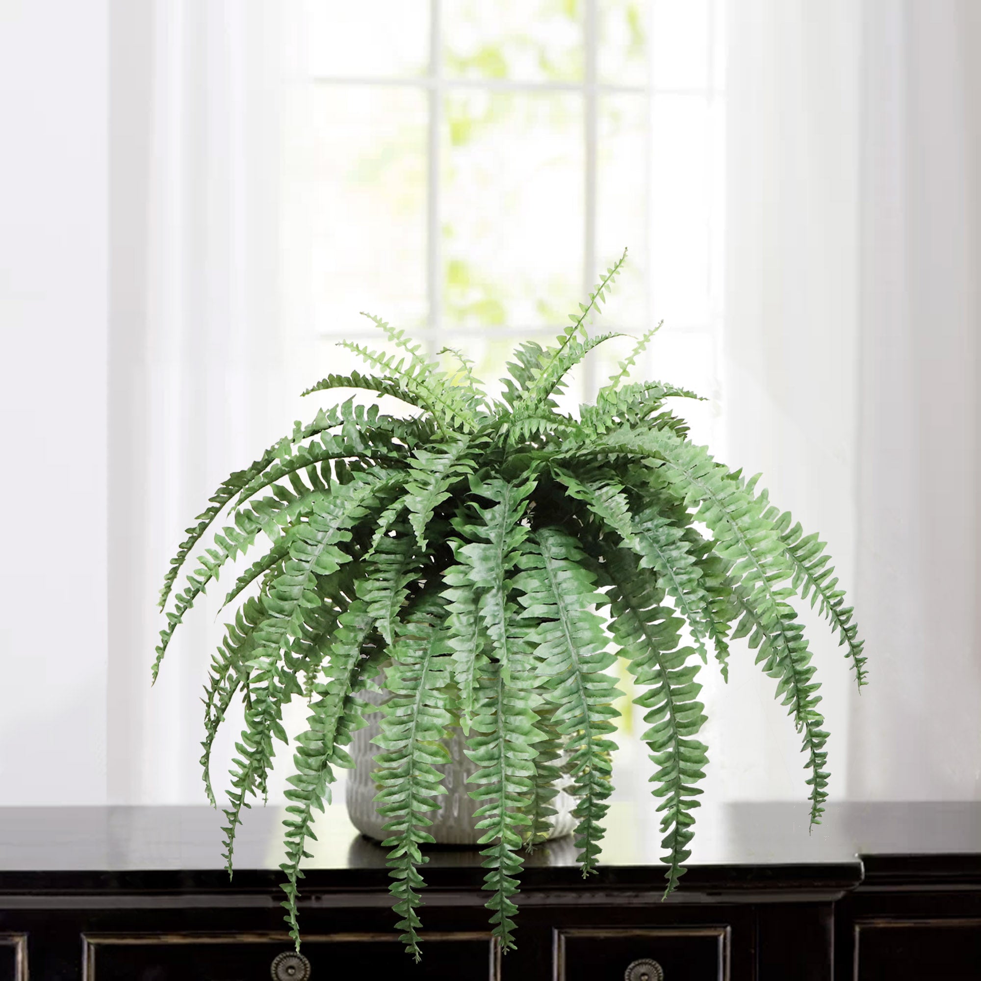 Artificial 48" Boston Fern - Lifelike Faux Plant with 60 Lush Leaves - Indoor/Outdoor Home Decor - Low Maintenance & Realistic Design Boston Fern ArtificialFlowers   