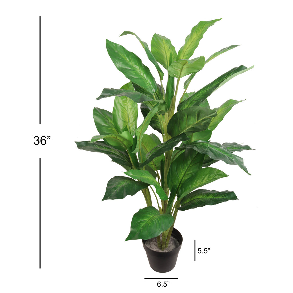 Silk Dieffenbachia Plant 36” in Pot Silk Green Artificial House Plant ...