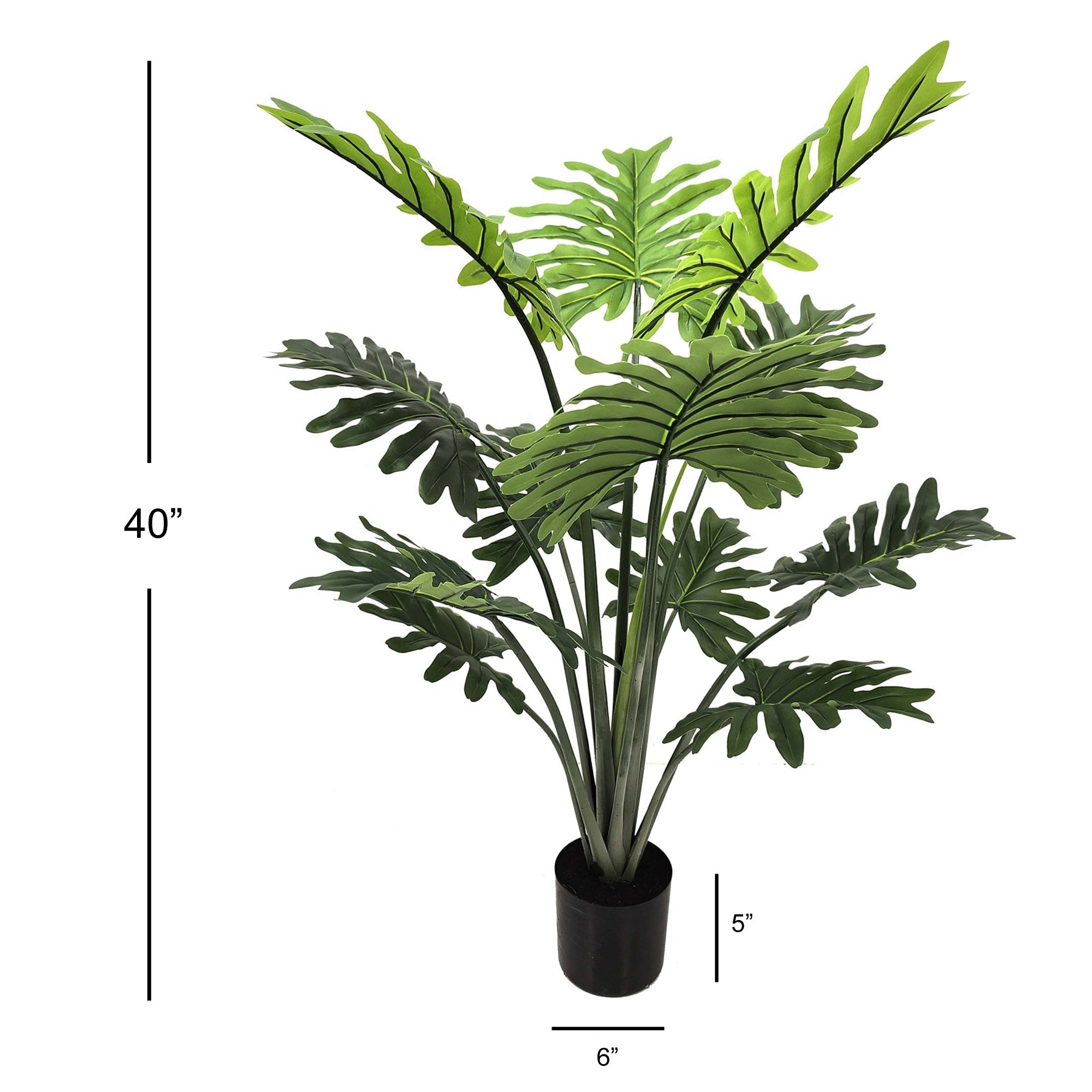 Artificial 40" Philo Selloum Plant in Pot - Lifelike Indoor Faux Greenery - Home & Office Decor - Easy Care, No Maintenance Artificial Plants ArtificialFlowers   