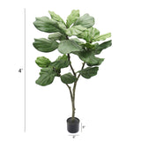 Silk Fiddle Leaf Fig Tree 26 Leaves , House Plant in Black Pot 4' House Plant ArtificialFlowers   
