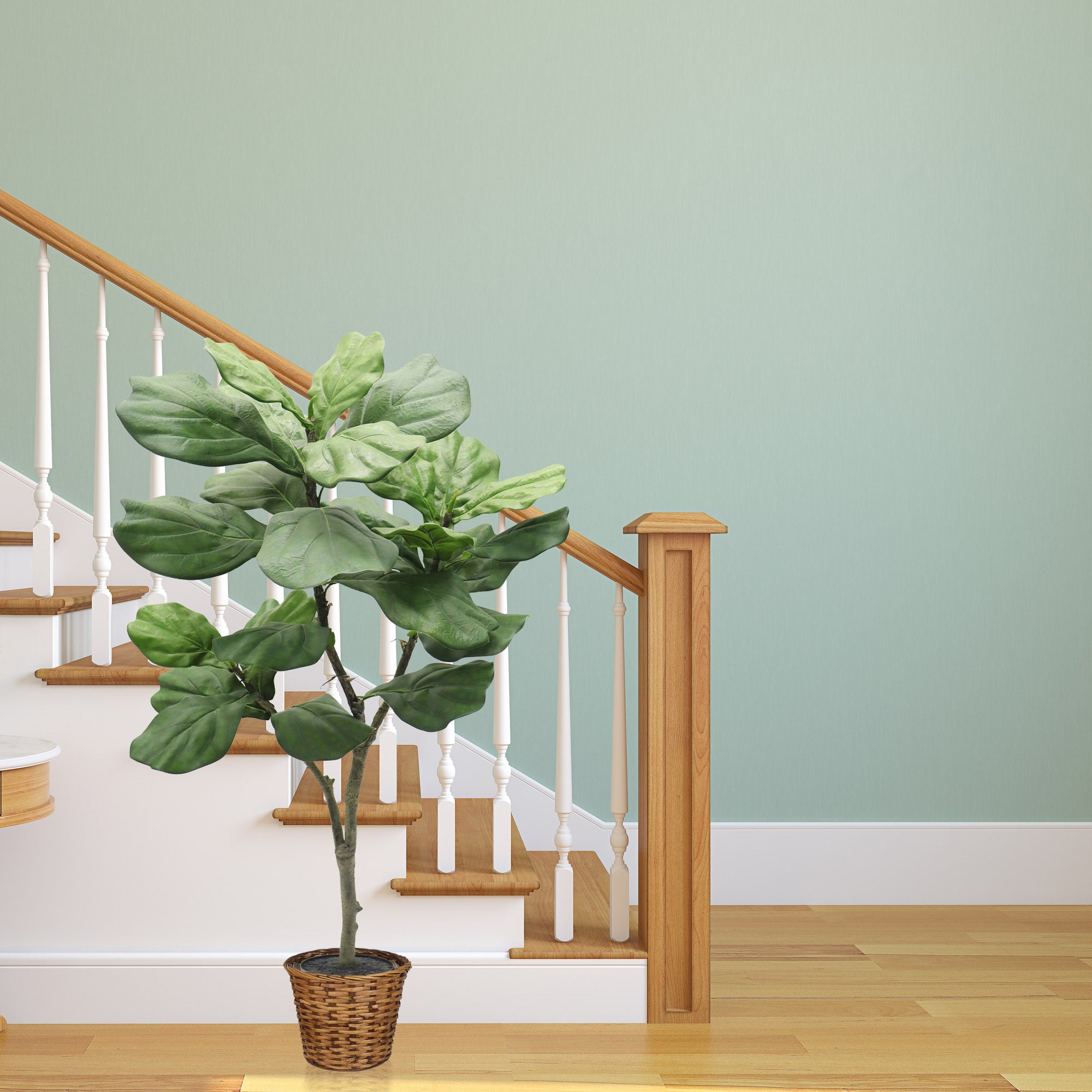 Silk Fiddle Leaf Fig Tree 26 Leaves , House Plant in Black Pot 4' House Plant ArtificialFlowers   