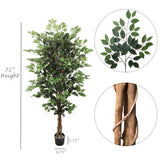6' Artificial Silk Ficus Tree with 1,528 Leaves Artificial Trees ArtificialFlowers   