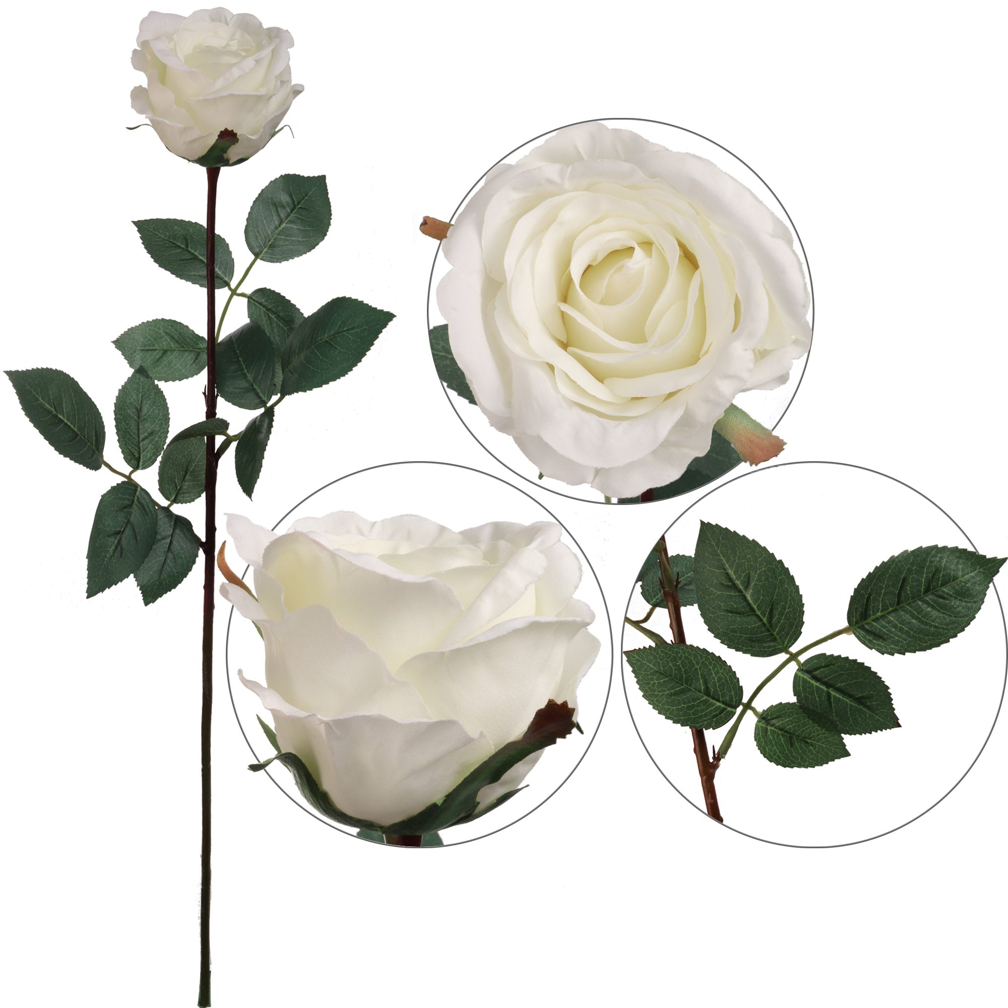 Artificial Premium White Rose Bud-30" Floral Arrangement ArtificialFlowers   