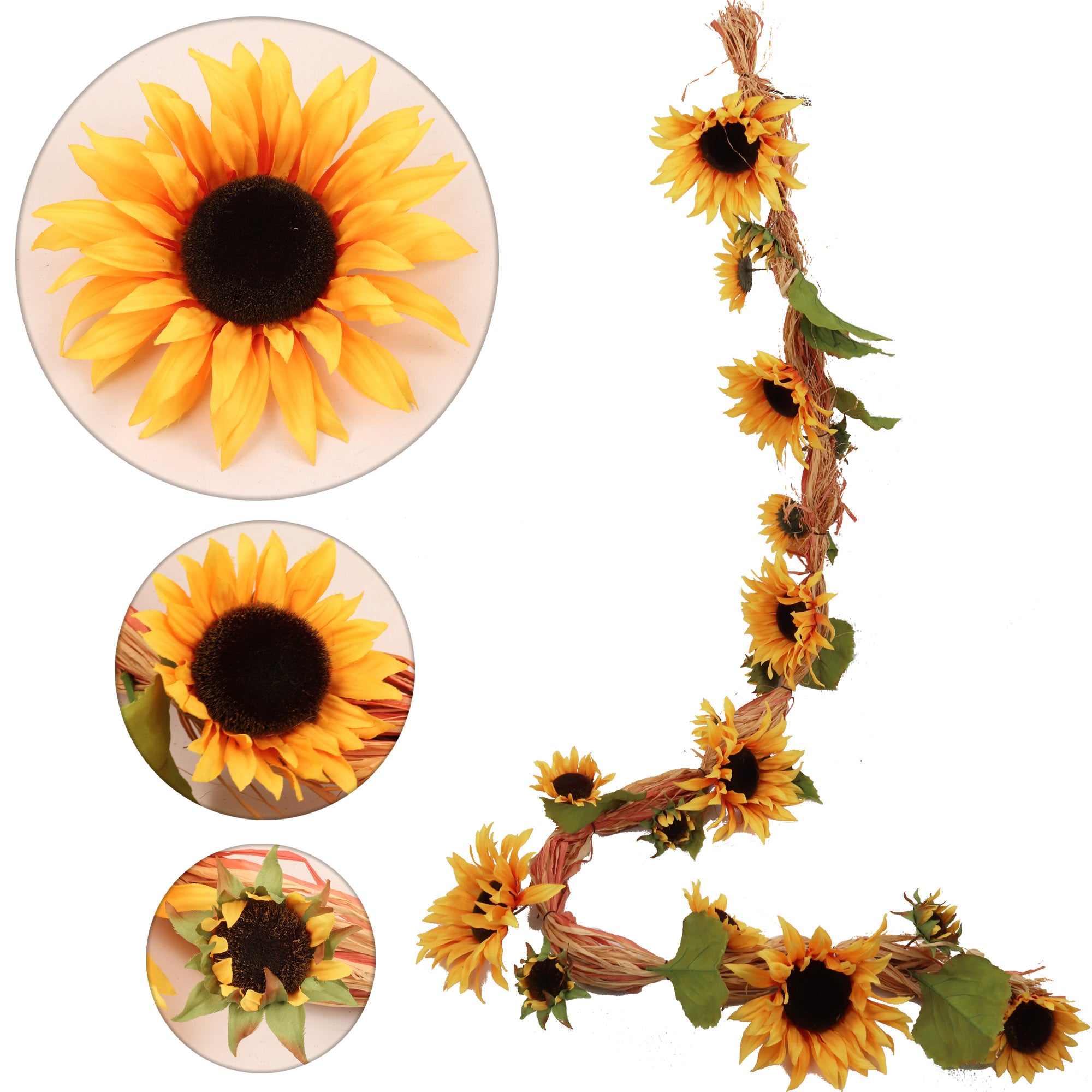 Silk Sunflower Garland 15 Flowers -6' x 9"  ArtificialFlowers   