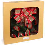 Large Red Velvet & Gold Mesh Bow Attached 20" Holiday Christmas Wreath Wreath ArtificialFlowers   