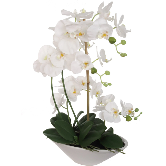 21 Inch Phalaenopsis Orchid Floral Arrangements White Vase  ArtificialFlowers   
