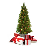 Artificial Christmas Tree Cones, Berries and Lights in Pot  130 Tips 100 Lights- 4' Christmas Tree ArtificialFlowers   