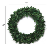 Artificial Christmas Wreath Green Pine 360 tips 150 LED Lights-48" Wreaths ArtificialFlowers   