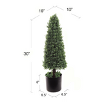 Artificial Boxwood Tree Topiary Cone 30" Indoor/Outdoor Pre-Potted UV Rated Topiaries ArtificialFlowers   