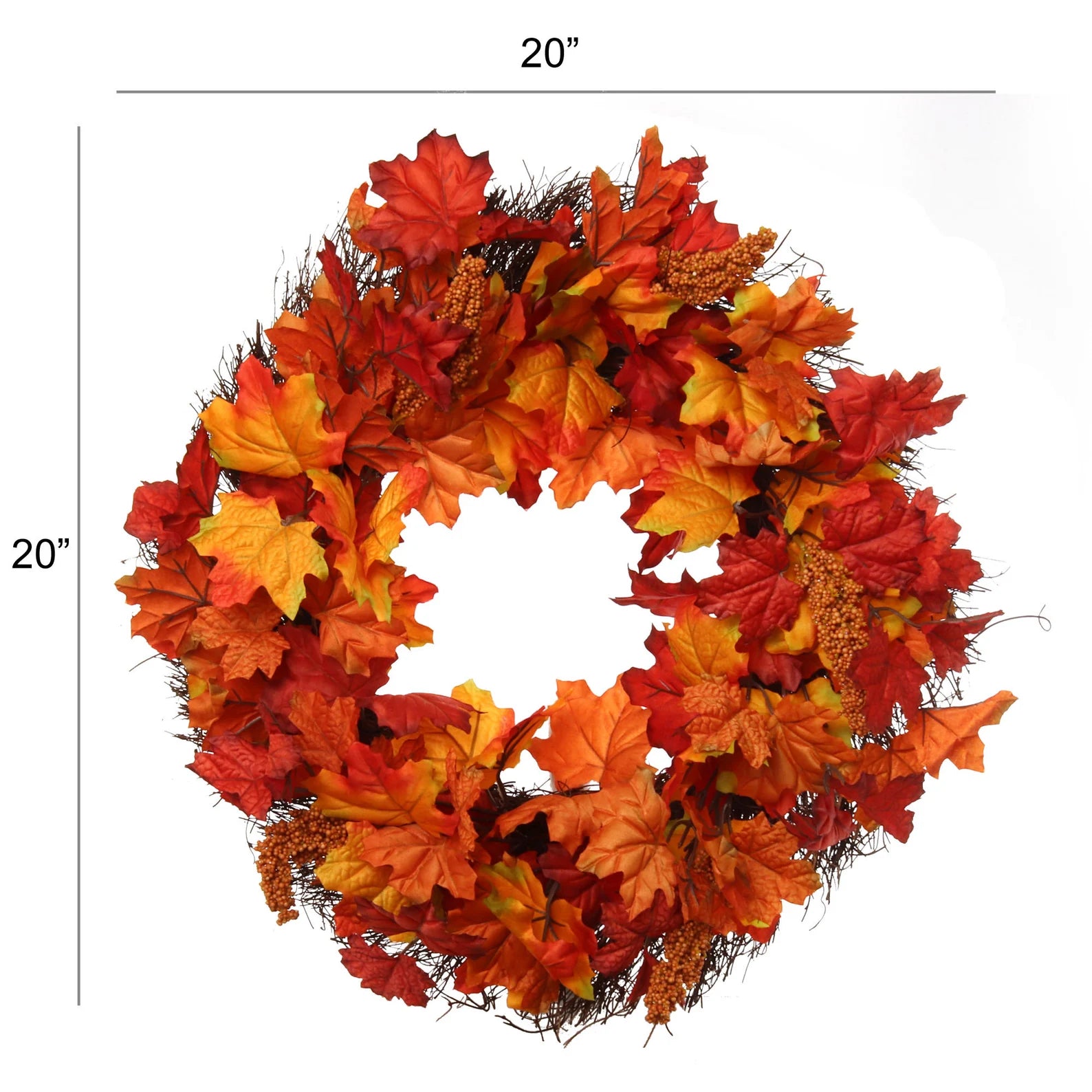18" Fall Maple Leaf Wreath in Orange Wreaths ArtificialFlowers   