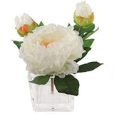 Artificial  Glass Vase Cream Peony Arrangement- 4"x4" Artificial Flowers artificialflowersdotcom   
