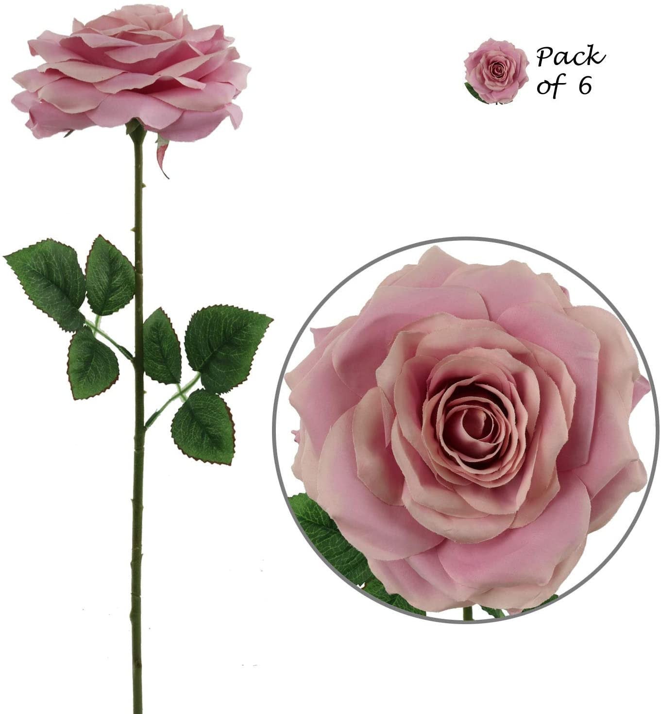 Artificial Lilac Open Rose Stem-20" (6 Pieces) Artificial Flowers artificialflowersdotcom   