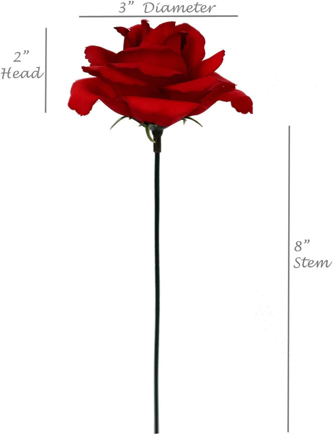 Artificial 8"x 3" Dark Red Rose Pick (50) Carnation and Rose Pick artificialflowersdotcom   