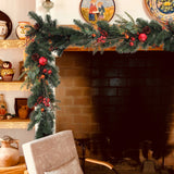 Artificial Christmas Pine Garland with Cones, Berries and Fruit- 6'  artificialflowersdotcom   
