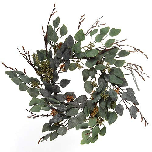 Artificial  Green Eucalyptus Wreath-20''  artificialflowersdotcom   