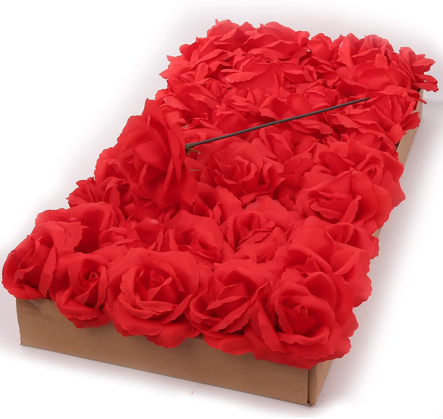 Artificial Red Rose Pick 8” Long 3” Wide Box of 50 Artificial Flowers artificialflowersdotcom   