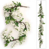 Artificial White Hanging Wisteria Garland- 5' Hanging Wisteria Branch artificialflowersdotcom   