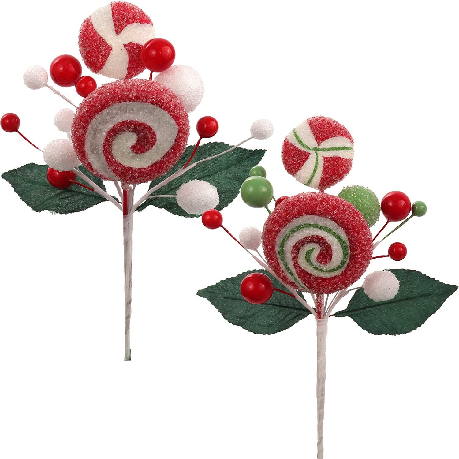 Artificial Assorted Sugar Lollipop Christmas Candy Mix- 8" (12 Pieces)  artificialflowersdotcom   