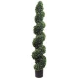 UV-Resistant Spiral Boxwood Topiary Tree in Black Pot for Indoor/Outdoor Use - 4ft