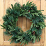 Artificial  Real Touch Christmas Pine Wreath Natural Cones Indoor / Outdoor-24" Pine Wreath artificialflowersdotcom   