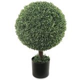 UV-Resistant Boxwood Ball Topiary Tree in Black Pot for Indoor/Outdoor Use - 25