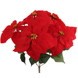 Red Faux Poinsettia Bush with 5 Velvet Heads - 20